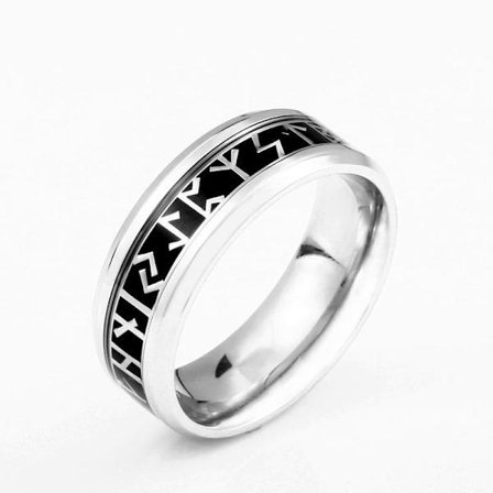 Ring - Nordic Mythology - Runes steel / Black