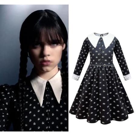 Tyttöjen Wednesday Addams Cosplay Wednesday Dance -mekkoasu