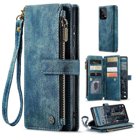 Samsung Galaxy A53 5G Pudotussuojattu Puhelimen Vetoketjullinen Lompakkokotelo Useilla Korttipaikoilla ja Jalustalla