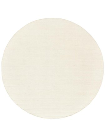 Tapis De Laine Uni Handloom Flat Blanc Naturel Rond