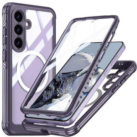 Kompatibel med Samsung Galaxy S25 FE Magnetisk Etui PC+TPU Telefon Cover med Hærdet Glas Skærmbeskyttelse - WELLNGS