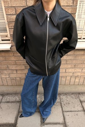 NA-KD Veste zippée en similicuir - Vestes en similicuir - Noir - EU 32