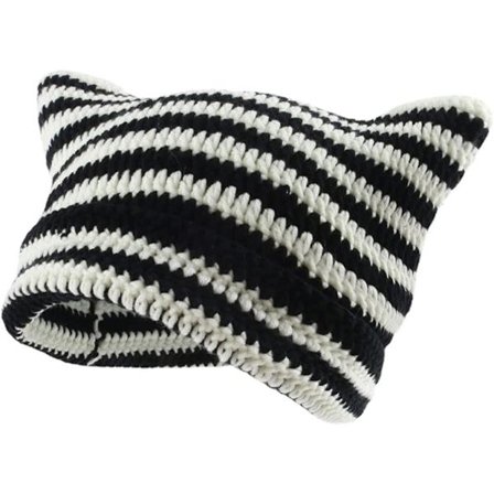 Naisten hatut Kissan pipo Vintage Naisten kettuhattu Grunge Slouchy Asusteet naisille Mustavalkoinen