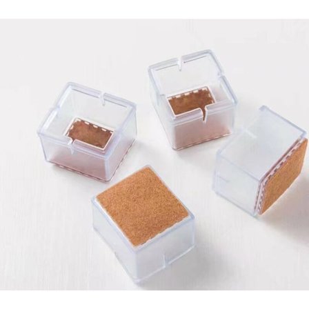 4 stk silikonstolbenbeskyttere gulvbeskytter firkantede møbelbordføtter Co