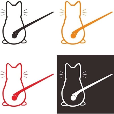4 stk. Bagrudevisker-klistermærke, dyrebilklistermærke, sjov kat, der bevæger halen