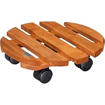 Wagner Country blomsterpottestativ på hjul Ø 30 x 8 cm for innendørs bruk I Hjulpotte laget av sklisikkert FSC -sertifisert massivt tre, kastanje