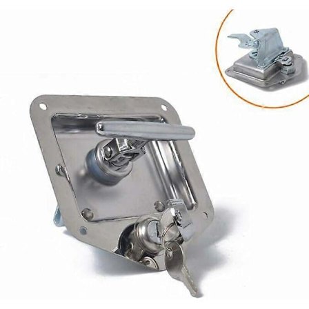 T-formet Rejselåsespærre i Rustfrit Stål, Tyverisikring Værktøjskasse Håndtagsdørlås til Campingvogn Lastbil Camping Autocamper Patruljevogn