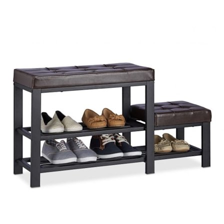 Bänk med skoförvaring och pall