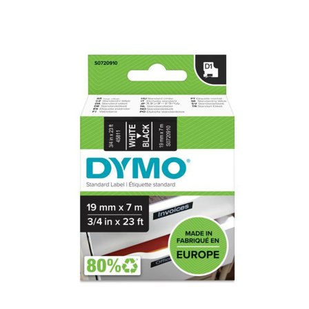 DYMO D1 19mm 1pk, Hvit/Sort