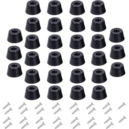 30 gummiføtter, sorte gummiføtter, 30x22x15mm, runde sklisikre matter