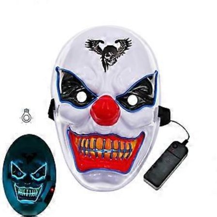 Halloween Dekoration LED Clown Mask, Läskig Självlysande Joker Mask, Halloween Dekoration Jul Karneval Kostym Cosplay Party Mask