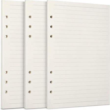 A6-täydennyspaperi, 3-pakkaus 100GSM paksu täydennyspaperi 6-reikäinen täydennyslehti Irtolehti-täydennys 135 arkki (270 sivua)