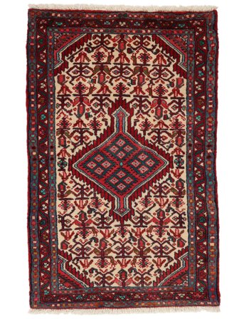 Tapete Hamadã 76X120 Preto/Vermelho Escuro (Lã, Pérsia/Irão)