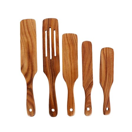 Keittiövälineet Lämmönkestävä Tarttumaton Puinen Set 5 kpl