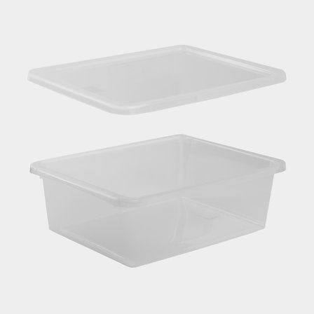 Opbevaringskasse med låg Nordiska Plast Store It, transparent, 390 x 290 x 125 mm, 10 liter