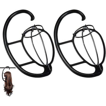 Hængende Paryk Stativer, Paryk Hængere, Paryk Holdere Til Parykker (Sort, 2 stk.)