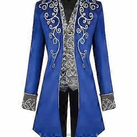 Halloween Steampunk Goottilainen Kirjailtu Viktoriaaninen Takki Vintage Fraki Keskiaikainen Takki Renessanssi Puku Miehille (XL Sininen)