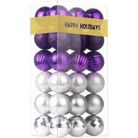 Lila och silver 2,5" julkulor Julgransdekoration