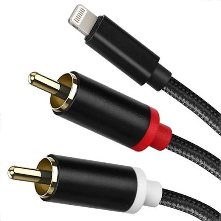 Lightning til RCA Y-kabel til stereo-lydudgangsadapter