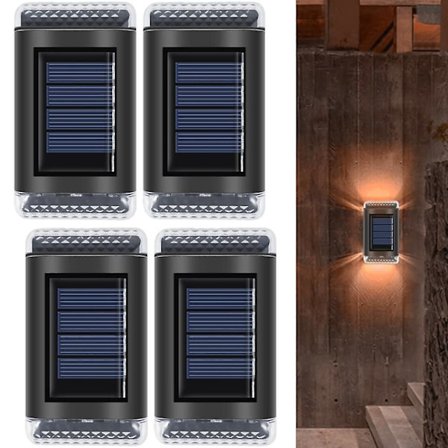 4 stk Solcelle Vegglamper Utendørs Vanntette Patio Veranda