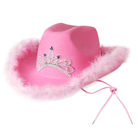 Rosa Cowboyhatt - Fjäderfärgad krona (Rosa, One Size, 2)