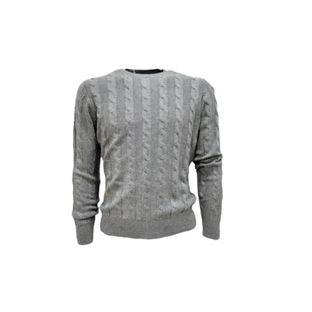 Cashmere Company, Men's Braid Sweater Grijs, Heren, Maat:M