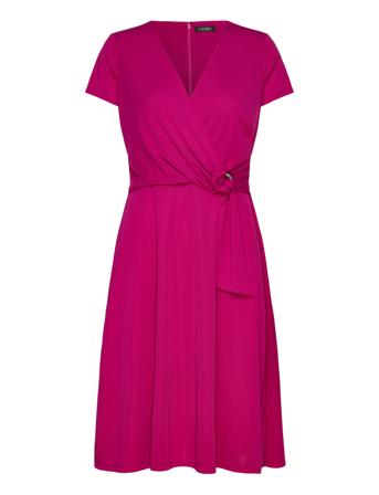Surplice Jersey Dress Lyhyt Mekko Pink Lauren Ralph Lauren