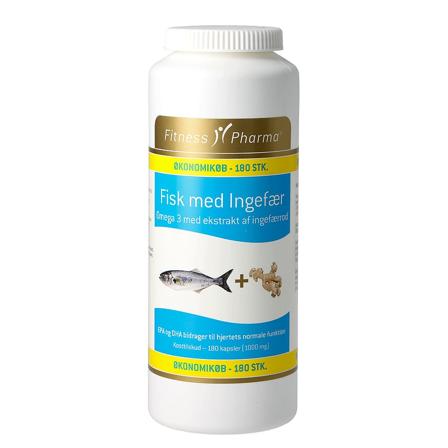 Fitness Pharma Fiskeolie med ingefær 180 kaps., Helse & Madvarer, Kosttilskud, Fiskeolie & Omega 3
