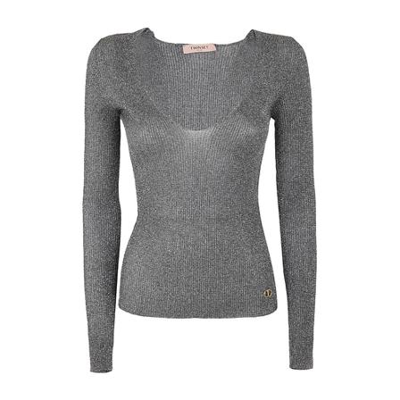 Twinset V-neck Knitwear , Grijs , Dames , Maat: L Truis