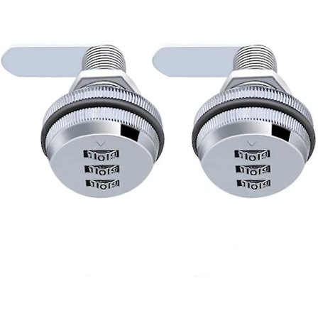 (2 Pakke) 3-sifret Kombinasjonslås Kode Lås Nøkkelfri Kamlås - Sink Legering Krom Kodet Sikkerhetslås for Skuff Skap Boks Dør