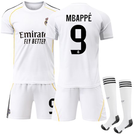 2025-2026 Real Madrid Hjemme Børne Voksen Fodboldtrøje Nr. 9 Mbappe Nr. 9 Mbappu00e9