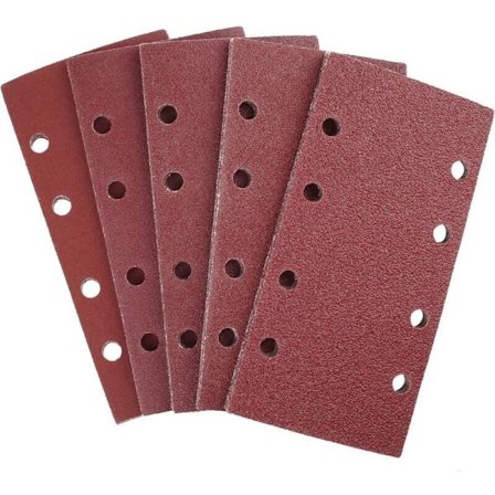 25 stk sandpapir til excentersliber 93 x 185 mm, 8 huller, rektangulært sandpapir med korn 40/60/80/120/240 i aluminiumoxid, ideelt til slibning