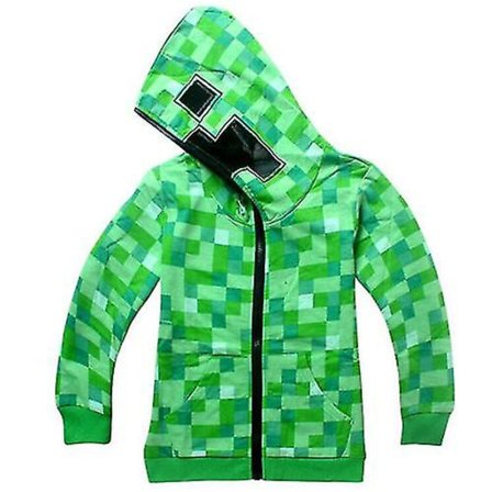 Uk Minecraft Creeper Børne Drenge Ungdoms Hoodie Zip Jakke Trøje Toppe Gave