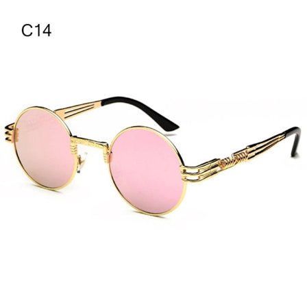 Runda Steampunk Solglasögon Metallram Solglasögon C14 C14