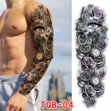 Temporary Tattoo Sleeve Transfer - Full Arm Tribal Waterproof Fake Tattoo Sticker For Men Women-B
