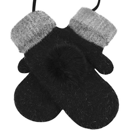 Voksne vinterhandsker med snor, damer, piger, tykke halterhandsker, strikkede uldhandsker, helfingerhandsker, bløde, varme, vindtætte udendørs 