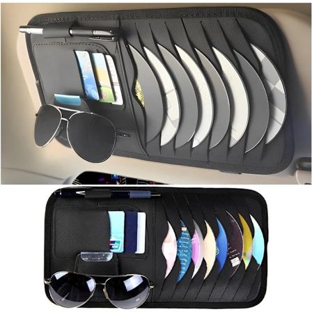 Aurinkosuoja, järjestäjä, nahkaa, auton aurinkosuoja, CD-kotelo, autotarvikkeet, säilytyspussi CD-korteille, aurinkolasit, monitoimiset 