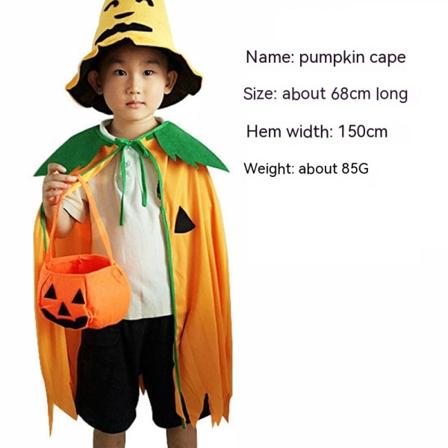 Halloween Voksen Gresskar Kostyme Sett Gresskar Kappe Poncho med Godteripose Morsom Gresskar Hodebånd Kostyme Tilbehør Hall