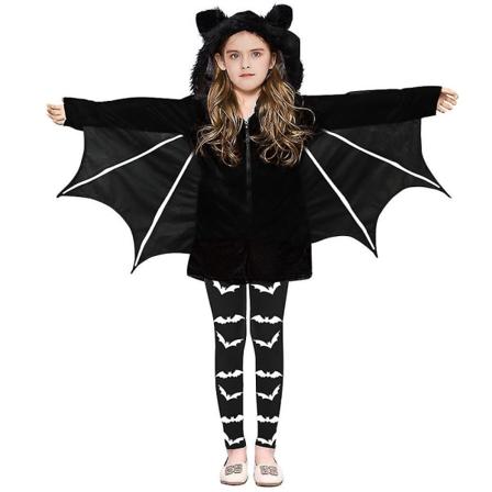 Barnefleece-flaggermuskostyme Barn Fuzzy Flying Bat-kostyme Skjelett Øvre ytterplagg +bukser