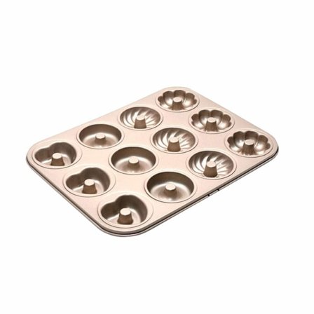 12-hullet non-stick donut bageform i kulstofstål - donutform i blomst- og hjerteform til bagning i ovn