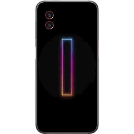 Kompatibel Mobilcover til Samsung Samsung Galaxy Xcover6 Pro Minimalistisk neonbogstav I i regnbuefarver mod mørk baggrund