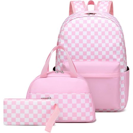 Ternet Rygsæk, Letvægts Skole Rygsæk med Madkasse til Piger, Perfekt til Børnehave- og Grundskoleelever (pink)