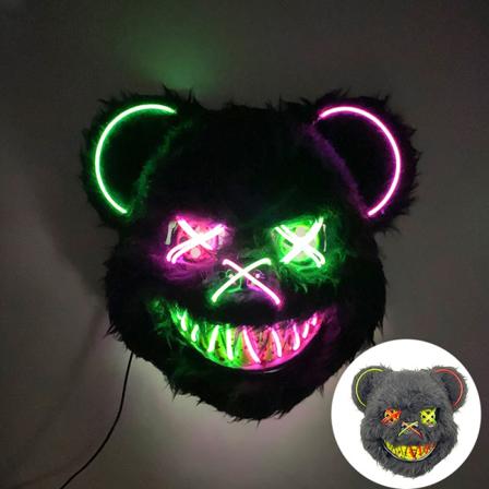 LED Cosplay Hehkuva Bloody Bear Mask Halloween Horror Pehmo Kani Naamio Bloody Bear Mask Koristeellinen Festival Mask Neon Päähineet Type 15