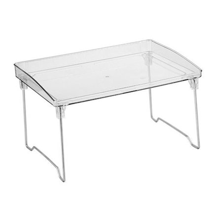 Klar Akryl Skabshylde, Foldbar Køkkenbordshylde med Transparent PET-materiale, Stabelbar Opbevaringsstand Organizer til Køkken Badeværelse