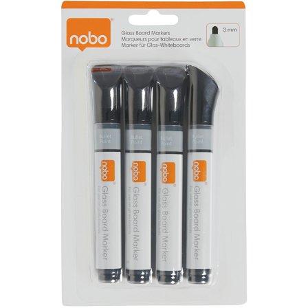 Whiteboard marker for glass board Black 4-pack