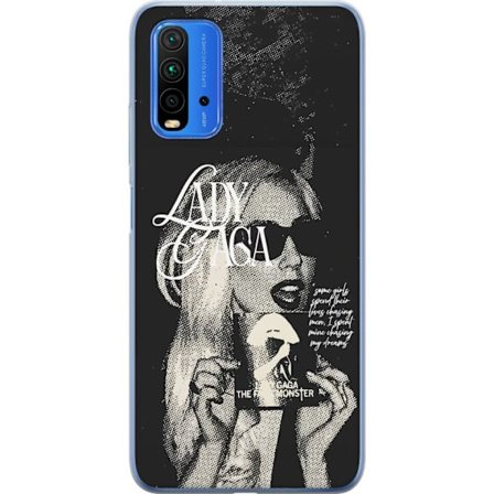 Kompatibel Mobilcover til Xiaomi Redmi Note 9 4G Lady Gaga sort-hvid retroplakat med solbriller og popkunst-æstetik