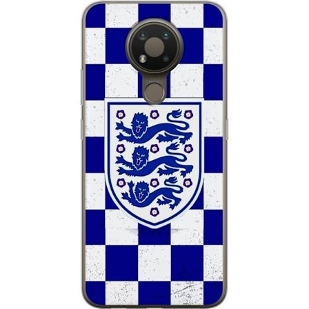 Kompatibelt Mobildeksel til Nokia Nokia 3.4 Grafisk sjakkbrett-mønster i blått og hvitt med et klassisk heraldisk emblem, retroinspirert sports- og