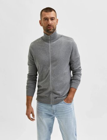 Selected Slmberg Full Zip Cardigan Noos - Grey - XXL