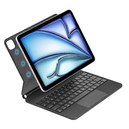 WIWU MK-002 Bluetooth-näppäimistö, yhteensopiva iPad Pro 11:n (2024) / Air 11:n (2024) / iPad 10.9:n (2022) kanssa, nahkakotelo