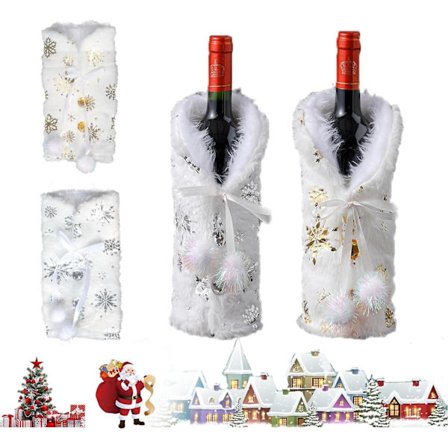 2 stycken julflaskskydd Cover Cover Återanvändbara cover Bordsdekoration Vit